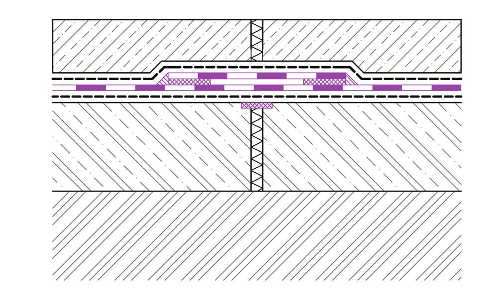 Probíhající výztuž se v přepážce utěsní buď přivařením na ocelovou desku nebo nanesením nátěru na výztuž až do výšky 80 mm.