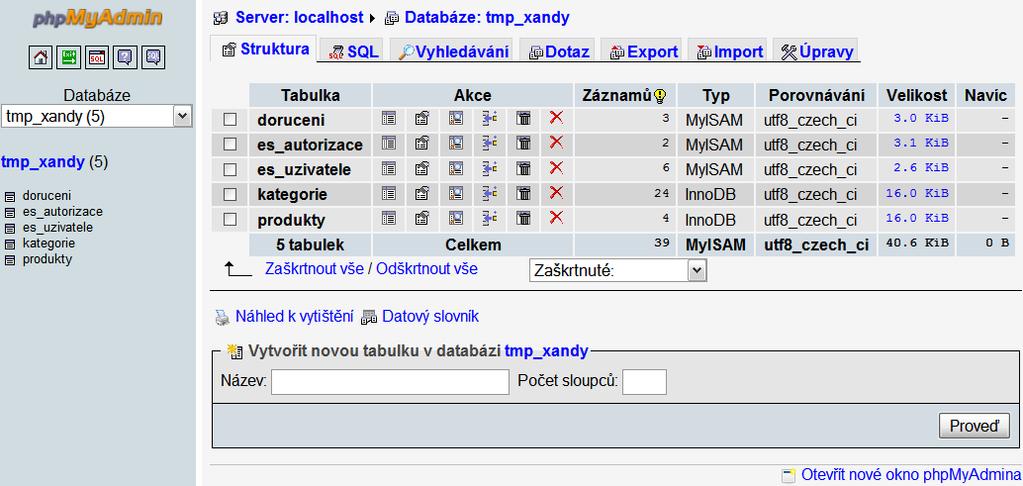 Ukázka skriptu pro vytvoření připojení k MySQL databázi db: <?