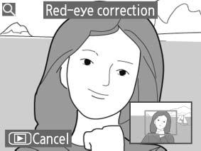 Menu Red-eye correction Výběrem této položky se zobrazí níže uvedeným způsobem náhled snímku.