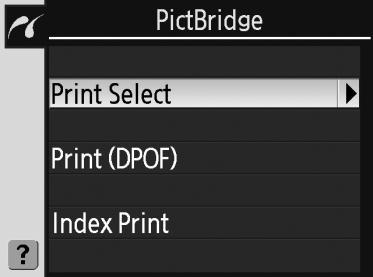 Tisk více snímků Pro tisk více vybraných snímků nebo pro tvorbu index printu obsahujícího všechny snímky formátu JPEG ve formě malých náhledů stiskněte tlačítko na obrazovce PictBridge.