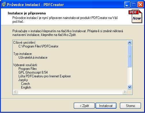 vytvořit zástupci programu PDFCreator.
