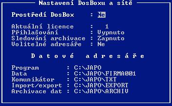 3.2.6 DOSBox, sítě Zde můžete upravit chování programů JAPO v síti nebo v 64 bitových Windows v prostředí DOSBoxu.