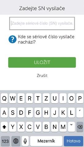 Spojení/spárování vysílače s aplikací (pokračování z předchozí stránky) 13b Zadejte