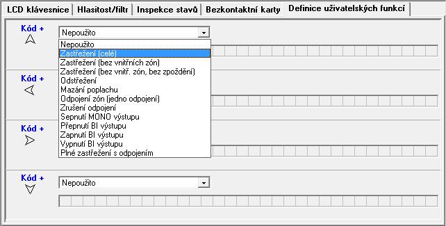 12 INT-KWRL SATEL Stav bloku [Znaky bloků] Můžete definovat symboly, které budou signalizovat daný stav bloku na displeji.