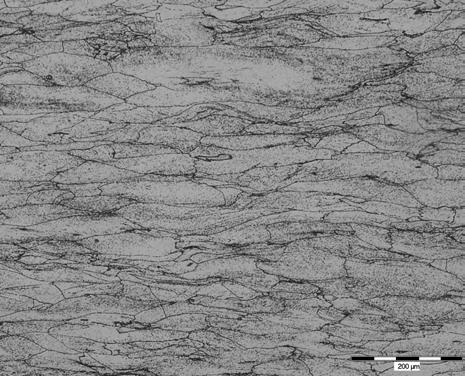 60 % 60 % Obr. 3. Mikrostruktura tvářeného materiálu při teplotě 1000 C a deformacích 60 % Fig. 3. Microstructure of the steel formed from the temperature 1000 C by stress 60 % Obr.