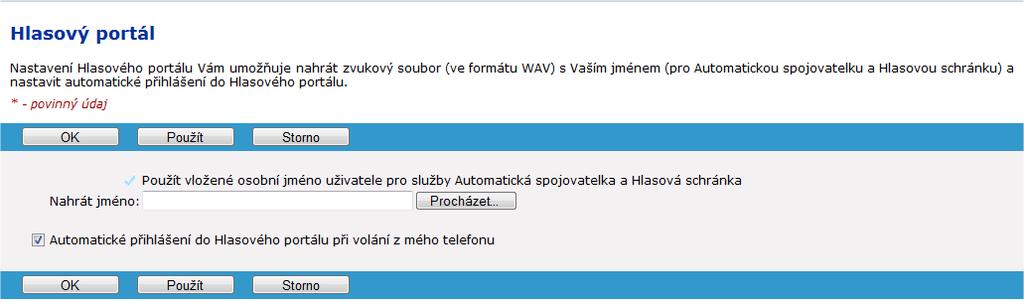 4) Hlasový portál Nastavení možností uživatelů. Všichni uživatelé mohou přistupovat k portálu dvěma způsoby. 1) po zadání PINu do portálu, nebo automaticky ze své linky.