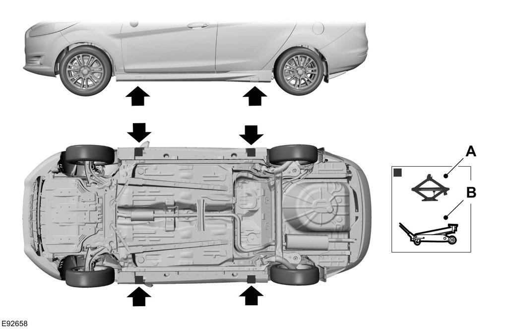 Kola a pneumatiky UPOZORNĚNÍ Před použitím zvedáku na vozidlo zkontrolujte, zda není poškozený nebo zdeformovaný a zda je závit namazaný a bez nečistot.