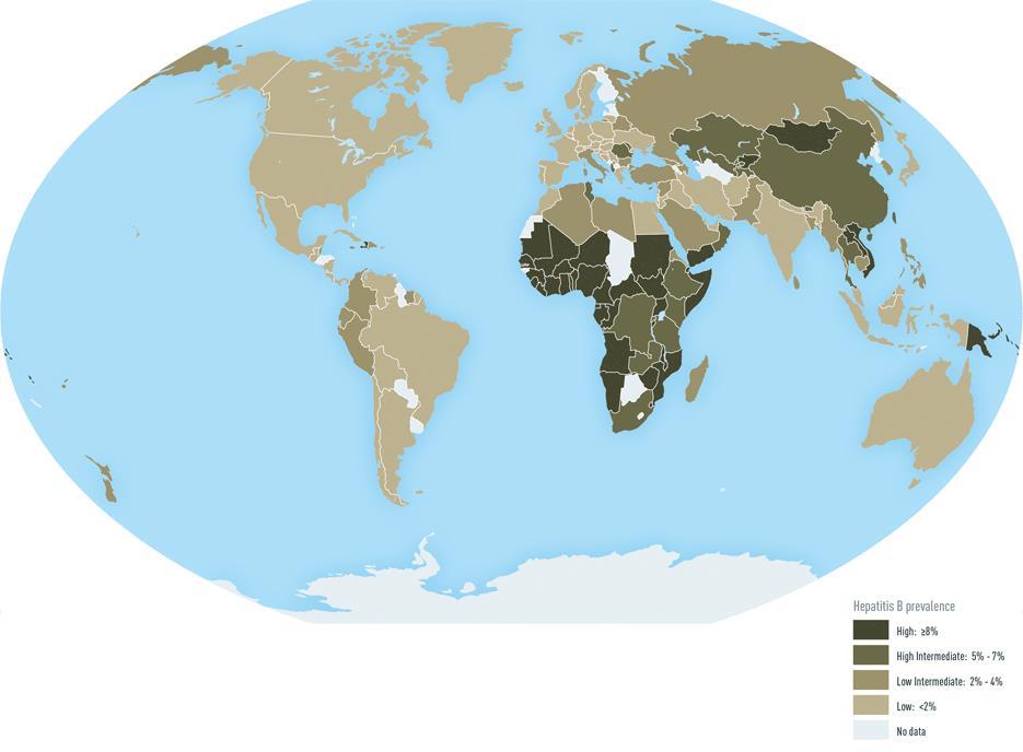 VIROVÁ HEPATITIDA B prevalence ve světě Zdroj: CDC dle The Lancet. 2015 Jul 28; 386(10003):1546 1555.