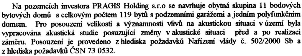 ekvivalentní hladina akustického tlaku v bytech nepøesáhla 40 db/a/eq ve dne a 30 db db/a/eq v noci.