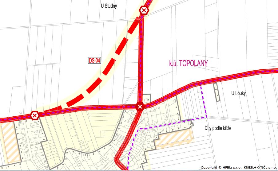 Obr. 22 Koncepce dopravní infrastruktury k.ú. Topolany u Olomouce. Zdroj: [6], upraveno. 5.