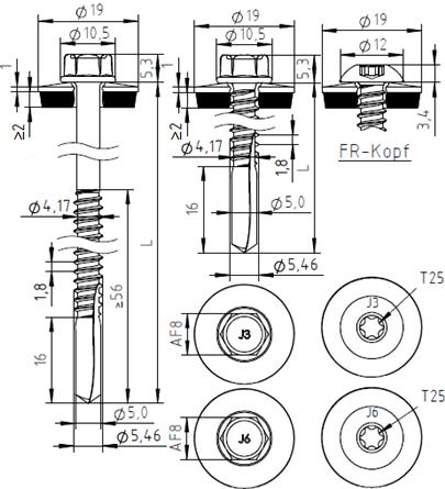 strana 27 Evropského technického posouzení Díl I: EN 10346 Díl II: S235 až S355 EN 10025-1 EN 10346 Σ(tRN2R + trn,iir) 13,0 mm trn,ii R[mm] 3,00 4,00 5,00 6,00 8,00 10,0 12,0 VRR,kR [kn] pro trn2 R