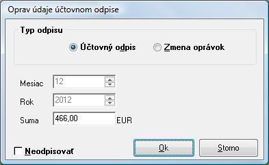 zaevidovaní obstarania a zaradenia majetku je potrebné odkontrolovať účtovnú a daňovú zostatkovú hodnotu. Zostatková hodnota by mala byť zhodná s hodnotou vypočítanou v predošlom programe.