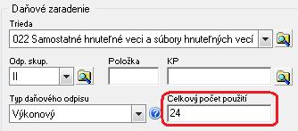 TIP: Podľa mesačnej doby používania vypočíta program mesačný odpis nasledovne: 1.761,79 : 500 = 3,52 x 10 = 35,24 EUR.