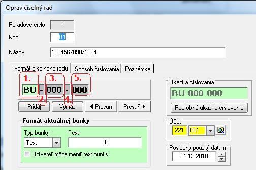 Príklad: Opravte existujúci bankový účet a údaje doňho doplňte podľa obrázkov vyššie: SWIFT kód - TATR SK BX IBAN číslo účtu SK68 1100 0000 0012 4567 8910 Pridajte devízový účet: Mena CZK. Kód INGBS.