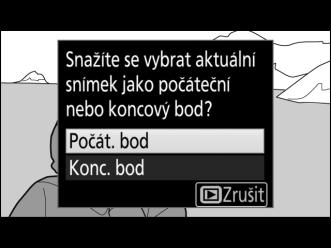 Není-li požadovaný snímek aktuálně zobrazený, procházejte videosekvenci vpřed a zpět pomocí tlačítek 4 a 2 (chcete-li přeskočit o 10 s vpřed nebo zpět, otáčejte hlavním příkazovým