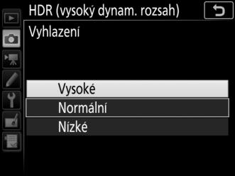 3 Vyberte expoziční rozdíl. Chcete-li vybrat expoziční rozdíl mezi oběma snímky, vyberte položku Expoziční rozdíl a stiskněte tlačítko 2. Zobrazí se možnosti expozičního rozdílu.