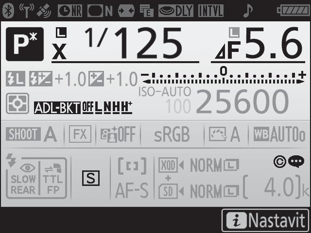18 19 20 21 22 27 28 29 30 31 23 24 25 26 18 Indikace synchronizace blesku... 266 19 Symbol aretace času závěrky... 136 20 Čas závěrky... 129, 131 21 Indikace počtu clonových hodnot.