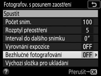 Povolení nebo zakázání bezhlučného fotografování: Vyberte položku Bezhlučné fotografování a stiskněte