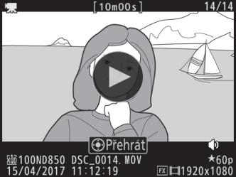 Zobrazení náhledů Zobrazení videosekvencí Pro zmenšení až k zobrazení náhledů (0 223) použijte gesto sevření prstů v režimu přehrávání jednotlivých snímků.