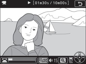 Klepnutím na průvodce na monitoru se spustí přehrávání videosekvence (videosekvence jsou indikovány symbolem 1).