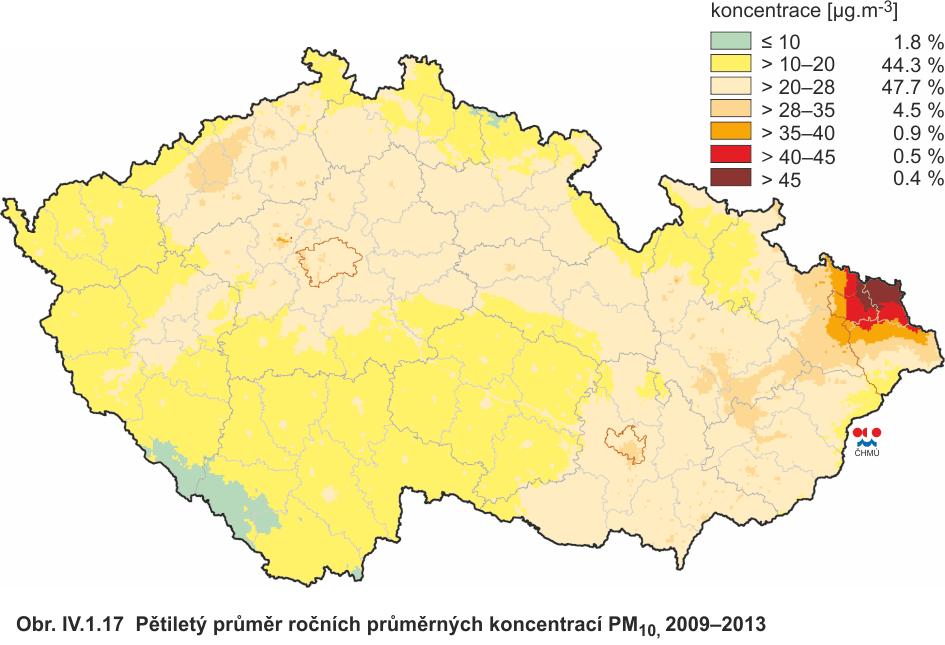 Následující kartogramy převzaté z Grafické ročenky ČHMÚ za rok 2013 (http://portal.chmi.cz/files/portal/docs/uoco/isko/grafroc/13groc/gr13cz/obsah_cz.