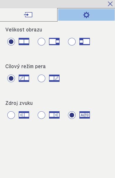 Interktivní funkce při součsné projekci dvou obrzů 114 c Vyberte následující nstvení děleného zobrzení. d Výběrem ikony obrzovku. n obrzovce Nstv.