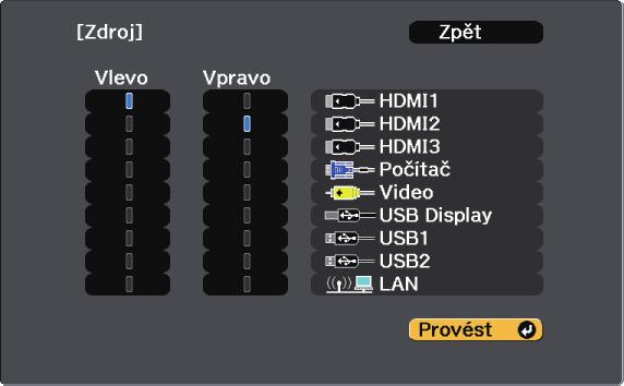 Promítání dvou obrzů zároveň 119 c Chcete-li vybrt vstupní zdroj pro druhý obrz, vyberte nstvení Zdroj, stiskněte tlčítko [Enter], vyberte vstupní zdroj, vyberte příkz Provést stiskněte tlčítko