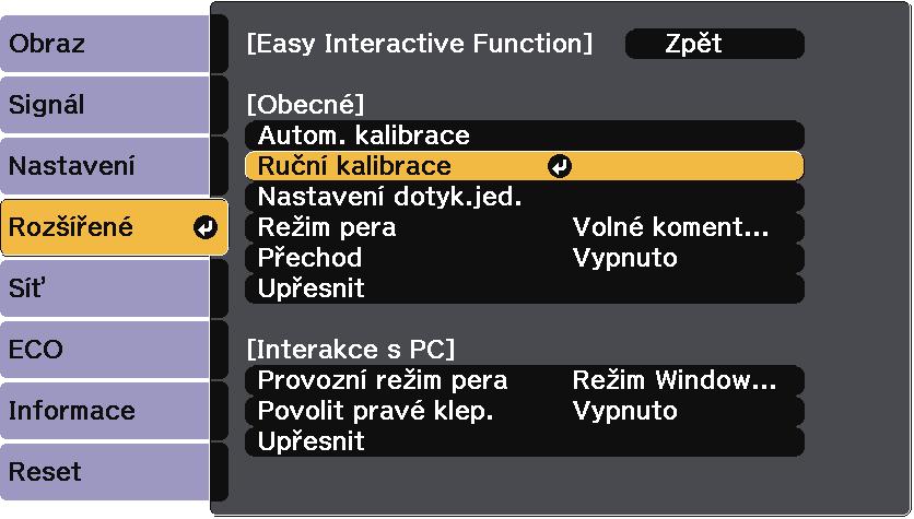 Příprv před použitím Interctive Fetures 86 b Zvolte nstvení Esy Interctive Function stiskněte tlčítko [Enter].