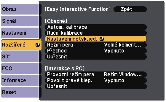 Příprv před použitím Interctive Fetures 90 b Vyberte nstvení Esy Interctive Function stiskněte