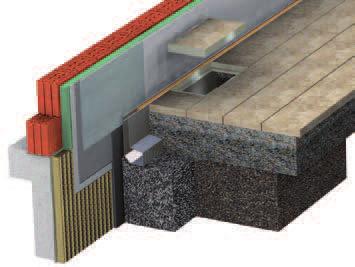 Zabudování u styčných ploch se zemí BG-FA Fasádní žlab s oboustrannou perforací ve štěrkovém lůžku nebo položený v drenážním betonu odvádí srážkovou vodu do podloží pro vsáknutí.