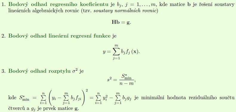 Matematka IV Lbor Žák Leárí regresí fukce bodové odhad Př hledáí regresího modelu