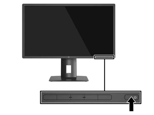 Zapnutí monitoru 1. Přepněte hlavní vypínač na zadní straně monitoru do polohy On (Zapnuto). 2. Stisknutím tlačítka napájení zapněte počítač. 3. Stiskněte tlačítko napájení na přední straně monitoru.