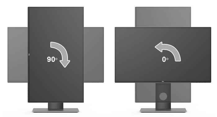Otočit ve směru hodinových ručiček Otočit proti směru hodinových ručiček POZNÁMKA: Pro použití funkce Otočení zobrazení (na šířku nebo na výšku) u vašeho počítače Dell je vyžadován aktualizovaný