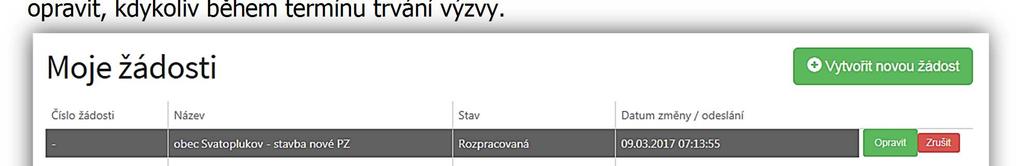 následně žádost posouzena. Obrázek Hlavní strana 4.