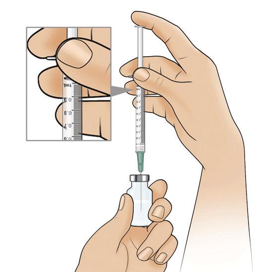 Pokud v zátce zůstávají kapky, poklepte na stranu lahvičky, abyste je odstranil(a). Roztok by měl být čirý až téměř čirý. Příprava injekce Nyní můžete připravit injekci přípravku ILARIS 14.