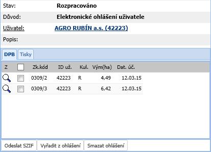 Po vygenerování souborů (ohlášení uživatele a mapové přílohy v PDF) a jejich odeslání do přípravy podání na Portál farmáře SZIF (PF SZIF) se zobrazí dotaz, zda chcete přesměrovat na PF SZIF stiskněte