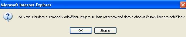 aplikace odhlášen (Odhlášení za včetně grafického znázornění odpočítávání času).