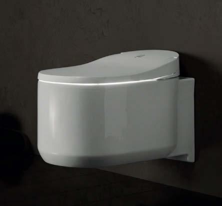 Speciální keramická glazura zaručuje efektivní, automatické čištění záchodové mísy, zatímco sprchová ramena, která