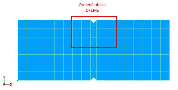 SUBMODELING A SUBSTRUCTURING Z obrázku je patrné, že v okolí vrubu dochází ke koncentraci napětí. Při této diskretizaci sítě nelze přesně postihnout hodnotu maximálního napětí v místě vrubu.