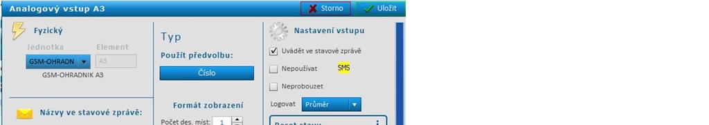 Přerušení: Po rozpojení pásky u přijde po 1 minutě od rozpojení SMS: Netluce. Po opětovném spojení pásky přijde po 1 minutě SMS: Uz zase tluce.