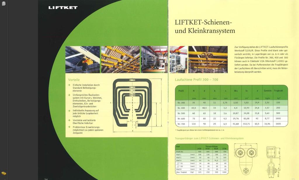 LIFTKET uzavřené kazetové systémy a malé jeřábové systémy K dispozici jsou Liftket uzavřené kazetové profily, materiál S235JR.