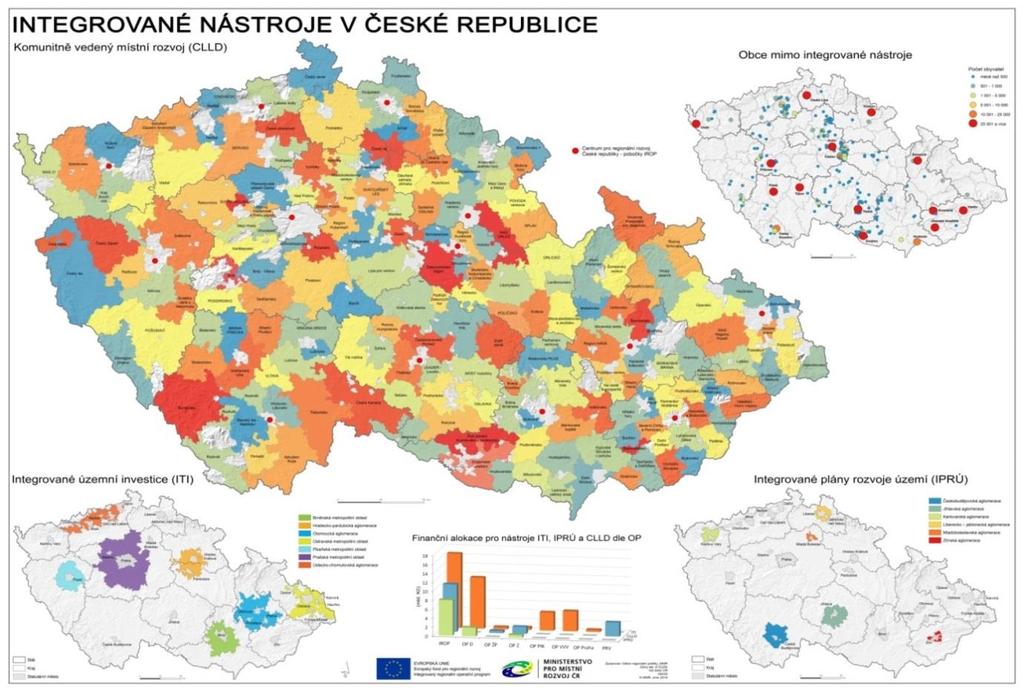 Obr. 2 Integrované nástroje v ČR v programovém období 2014-2020. Zdroj: ČÚZK, zpracování: MMR, odbor regionální politiky.