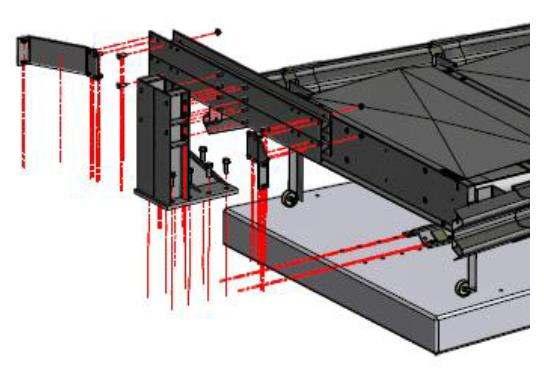 3 Montáž zadní kotevní patky na betonovou základovou desku Montáž zadní kotevní patky na betonový základ se provádí pomocí 8 šroub M24 x 70 (pevnostní t ída 8.8.) s podložkami.