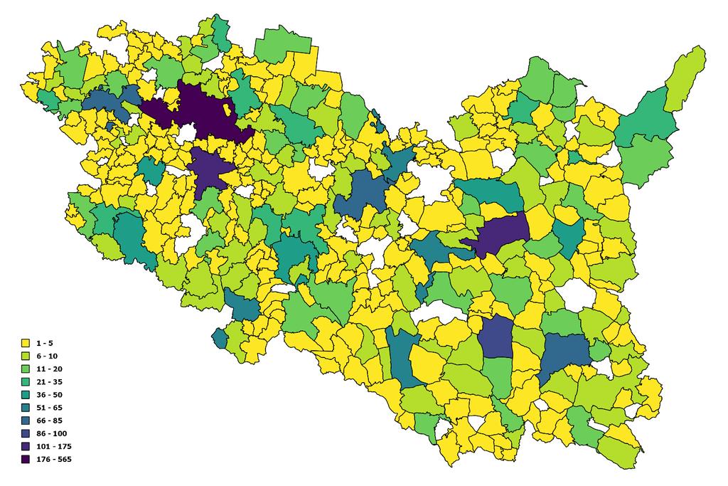 1 Grafické srovnání počtu požárů v územních odborech v letech 2013 2017 285 300 250