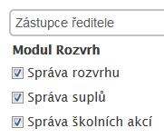 Číselník je k dispozici v modulu Nastavení Rozvrh (příklad číselníku na obr. vpravo).