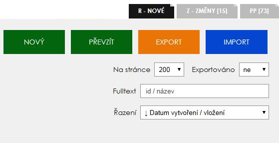 [R] - NOVÉ - nové záznamy projektů pro daný rok neexistující v aktivní veřejné databázi na www.rvvi.cz (1.