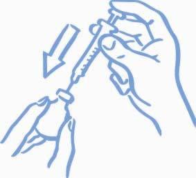 6. Před zasunutím jehly do injekční lahvičky vytáhněte píst a natáhněte do stříkačky vzduch odpovídající předepsané