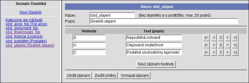 5.1.8 UNIVERZÁLNÍ ČÍSELNÍKY Pro každé pole bibliografického záznamu je možné nadefinovat vlastní číselník v podobě prostého seznamu hodnot a jejich popisů, který se pak k poli připojí ve správě