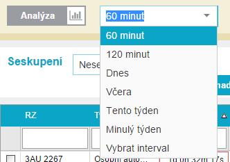 Uživatelské postupy 9 Obrázek 5: Volba období 5. Po výběru se zobrazí vybrané časové období, dle kterého se budou odvíjet veškeré sledované hodnoty a grafy. 6.