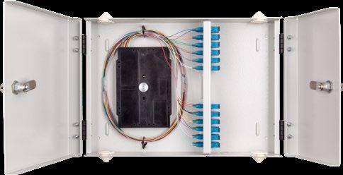 Adapters plate is selectable and splicing tray is removable and suitable for field operation and maintenance of up to 24 splices (heat shrink or crimp).